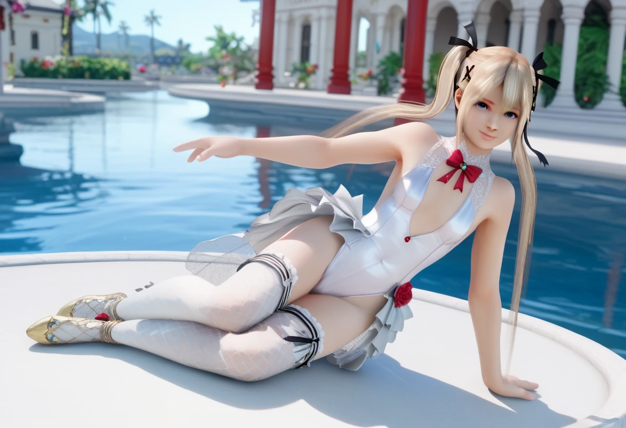 Marie Rose ,   Evening Dress , Opera House, score_9, score_8_up , score_7_up , zPDXL3,(wedding leotard,  thigh high socks, Sleeveless),( Provocative Poses:1.4)