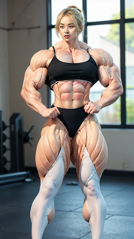 (1 girl), (cara delevingne:1.25), ((wide shoulders:1.25)), (a naked Bodybuilder woman with oiled muscular physique:1.25), (ten pack abs:1.5), (full body view:1.25), ((large muscular veiny breasts:1.25)), choker, (sculpted muscles:1.25), detailed eyes, (muscular body:1.25), (looking at viewer), (smile:1.25, (blank dark background:1.5), in the art style of peter mohrbacher