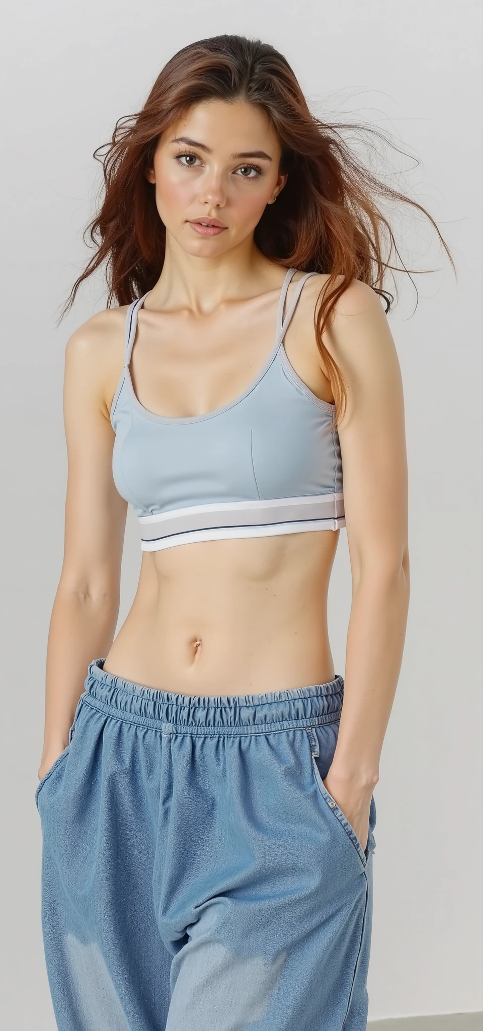 a woman in a sports bra with a pink and blue color block, Esporte bom, sports bra, sport bra and dark blue shorts, detailed sports bra, sport bra and shirt, brassier, Titular Top, halter neck, roupas esportivas, Titular Top, roupas esportivas fofas, sport bra and shorts, usando regata, Topo de colheita, decote, Bralette