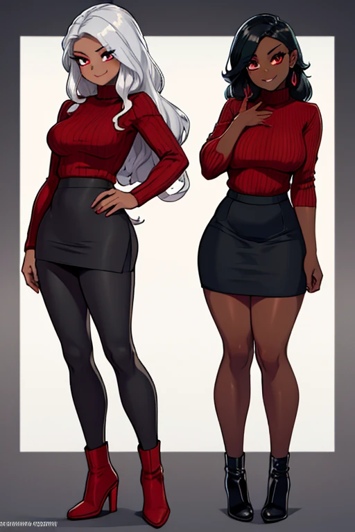 (insanely detailed,beautiful detailed face,masterpiece,intricate details,best quality),luminyu, 1girl, solo,straight hair,standing,hair pulled back,long hair,(full body),(curvy,mature female,milf,extremaly sexy),medium breasts,white hair,black thighhighs,long locks,sidelocks,sweater,turtleneck sweater,thong,clothed female,pencil skirt,(contrapposto,hand on hip:1.1),(serious face),