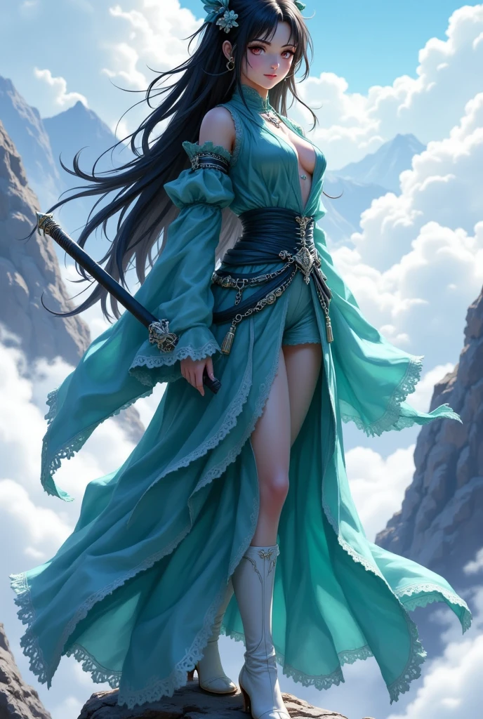 Muichiro Tokito (Female Version)

"4K anime style quality, digital drawing mode, a young and serene Mist Hashira with long black hair and a distant gaze, wearing Muichiro’s signature teal uniform with flowing sleeves, holding a Nichirin sword enveloped in mist, standing on a mountain peak surrounded by clouds, full body, ethereal stance exuding calm and mystery, soft misty lighting, perfect anatomy, intricate uniform and cloud details, full HD, 4K, HDR, depth of field."
