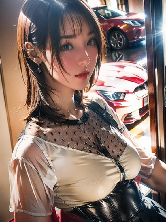 (8k, Highest quality, masterpiece: 1.2), Super detailed, Highest quality, Ultra-high resolution, Professional Lighting, Photon Mapping, Radio City, Physically Based Rendering, Cinema Lighting, Depth of written boundary, focus on, Light of the sun, Good composition, (Bokeh: 1.2), 1 person, (whole body), smile, Beautiful Eyes, Pause, narrow, Brown Hair, short hair, Prairie Blouse Light Blue, skirt,garden,hand {refer tos} cute {refer to} hand,
