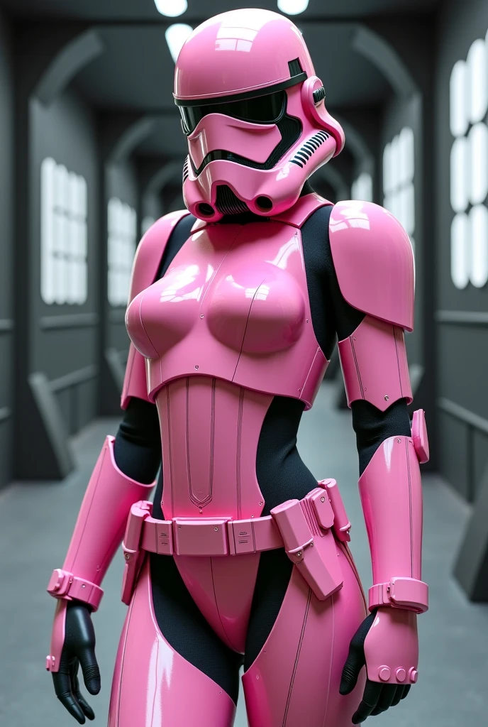 Darth Vader with barbie clothes, pink, Darth Vader, star wars, pink tunic, threatening, masterpiece, best quality, digital art, artstation