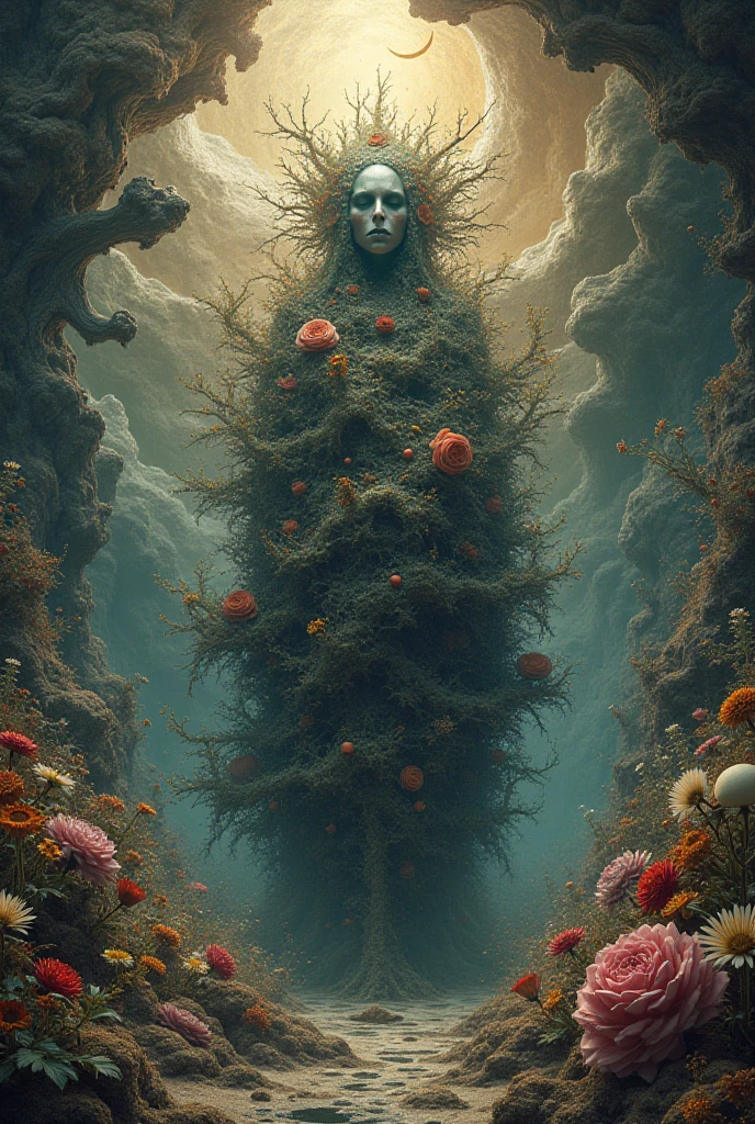 like a painting, fashion, official art, unity 8k wallpaper, ultra detailed, beautiful and aesthetic, masterpiece,best quality, magnetic allure, dark and mysterious,a spiraling circular pattern of screaming human and skull faces, a female with billions of eyes, a girl in a sexy pose, (art by zdzislaw beksinski, art by kris kuksi), elite, horror, creepy, ominous, haunting, matte painting, cinematic, cgsociety, colossal, James jean, Brian froud,