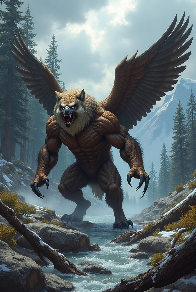 Eagle gryphon,comic book style, illustration, solo, abs,, ferocious, masculine body, [[badass pose]], nipples, masterpiece, best art, full body, digitigrade, by taran fiddler, thong, tribal, talons, sharp claws, large wings, detailed hands, tall, detailed eyes,
