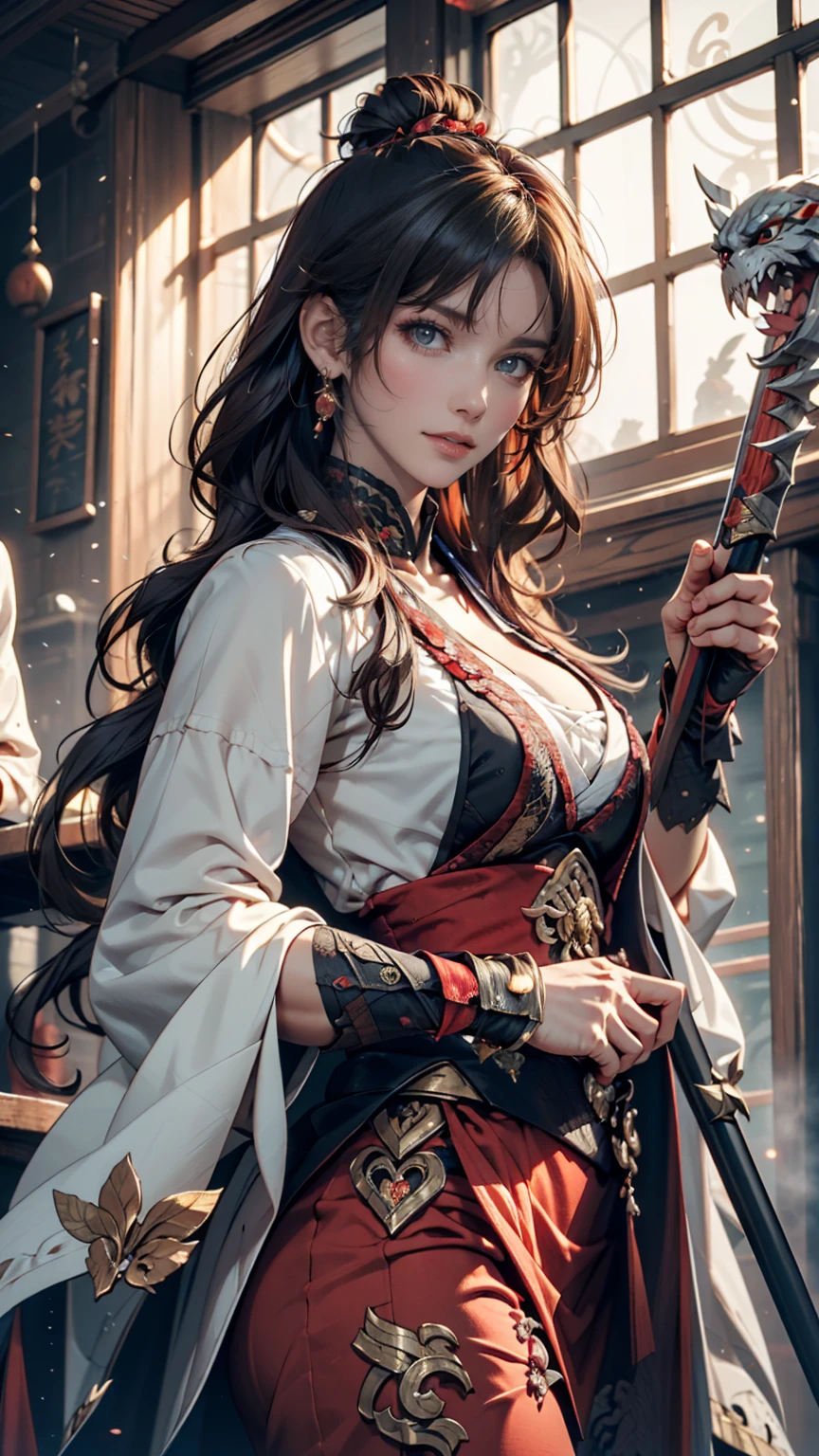 Japanese women、Brown Hair、Semi-long hair、Inner Color((colored inner hair))、Sexy proportions、Slender and tall、Wear a high-necked dress decorated with lace、No sleeve、Wear long gloves that reach down to your upper arms、