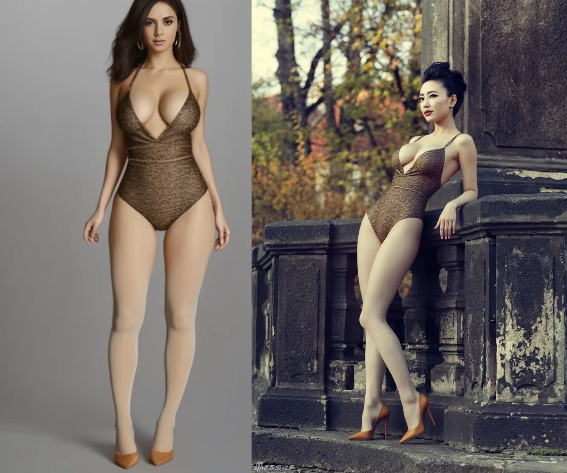 tmasterpiece,A beautiful female model,Superstar,Wearing a silk bikini,Stand on solid background,Natural posture for the whole body,full body detailing,Full-body art,detail in face,Detailed body part details,8k wallpaper,super model,Sexy art,film art,Perfect art