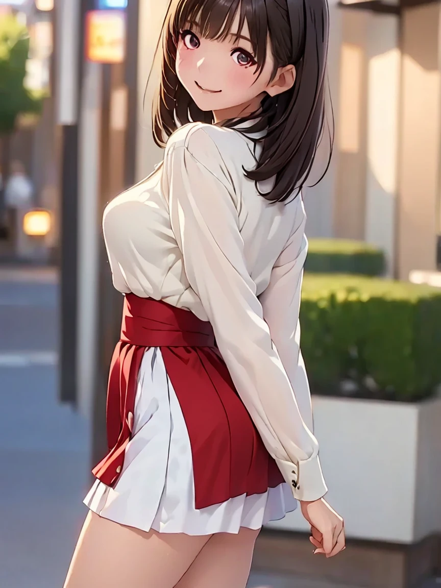 masutepiece, Best Quality, hight resolution, Ayolf, side locks, gold hairband, Hair Ornament, Red Eyes, gold earring, ((blouse))、((pantyhose))、 ((a miniskirt))、Cowboy Shot, Standing, Looking at Viewer, Outdoors, Night、((pencil skirts))、((Show panties))