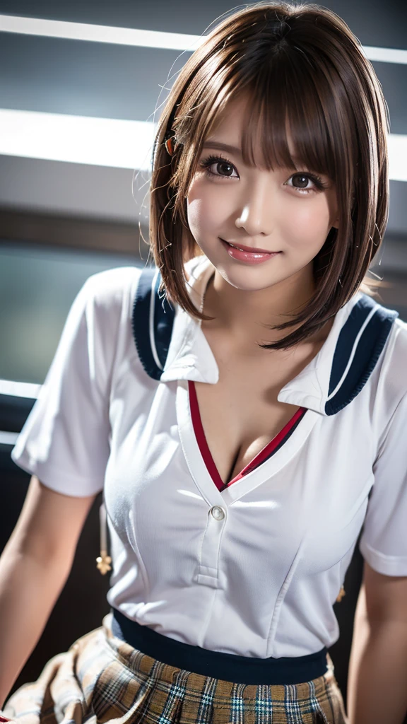 (8K、Raw photography、highest quality、masterpiece:1.2),(black hair:1.7),show viewer,Looking at the front,(super sentai series、precure series costumes、sailor moon jacket:1.6)、(Clothing that emphasizes the shape of your chest:1.4)、(big breasts :1.4)、slim body shape、ultra high resolution,beautiful,beautiful fece,(alone, alone、no background:1.9),whole body,、(black eye、japanese woman: 1.3),(Photoreal:1.37)、photon mapping,reality、(Cute with a baby face: 1.1)、(cute smile: 1.7)、(With a round face: 1.8)、radio city、Physically based rendering、depth of field rally background、photograph, (I can see your knees,close up of thighs、skirt is too short、spread your legs、showing off white panties:1.4)、super fine