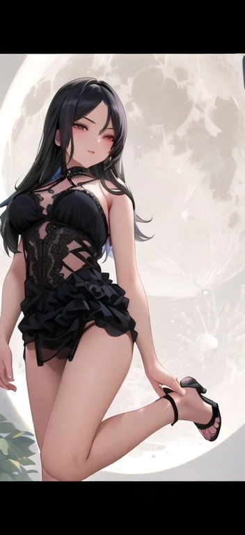 One girl, alone, masterpiece, Highest quality, High resolution, Very detailed, (figure), Beautiful and fine details, yuigahama yui,Black Hair, Single hair bun, Glossy Lips, light makeup, blush, (Glory Wall Pose:1.2), (Picture in a picture frame), (Ass Focus), (Lace panties), Short skirt,Sadistic smile,Open your mouth,