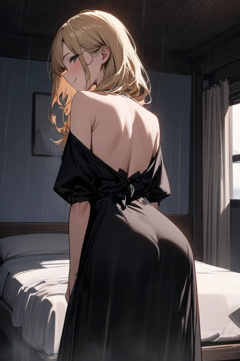 nsfw,1boy,1girl,(back focus:1.2),boy grab her ass, bare back,from behind, hetero,(doggystyle sex:1.5),(intense sex to intense hips shake and intense thrust:1.4),alluring move, exposed sex drive, (masterpiece, highest quality, Official Art, beautifully、aesthetic:1.2), (1 girl), Highly detailed eyes, (A cute mini dress that shows off your bust:1.4),Alice Shoes、Natural light、Shining Girl,Flower Hair Ornaments,Soft Breasts
