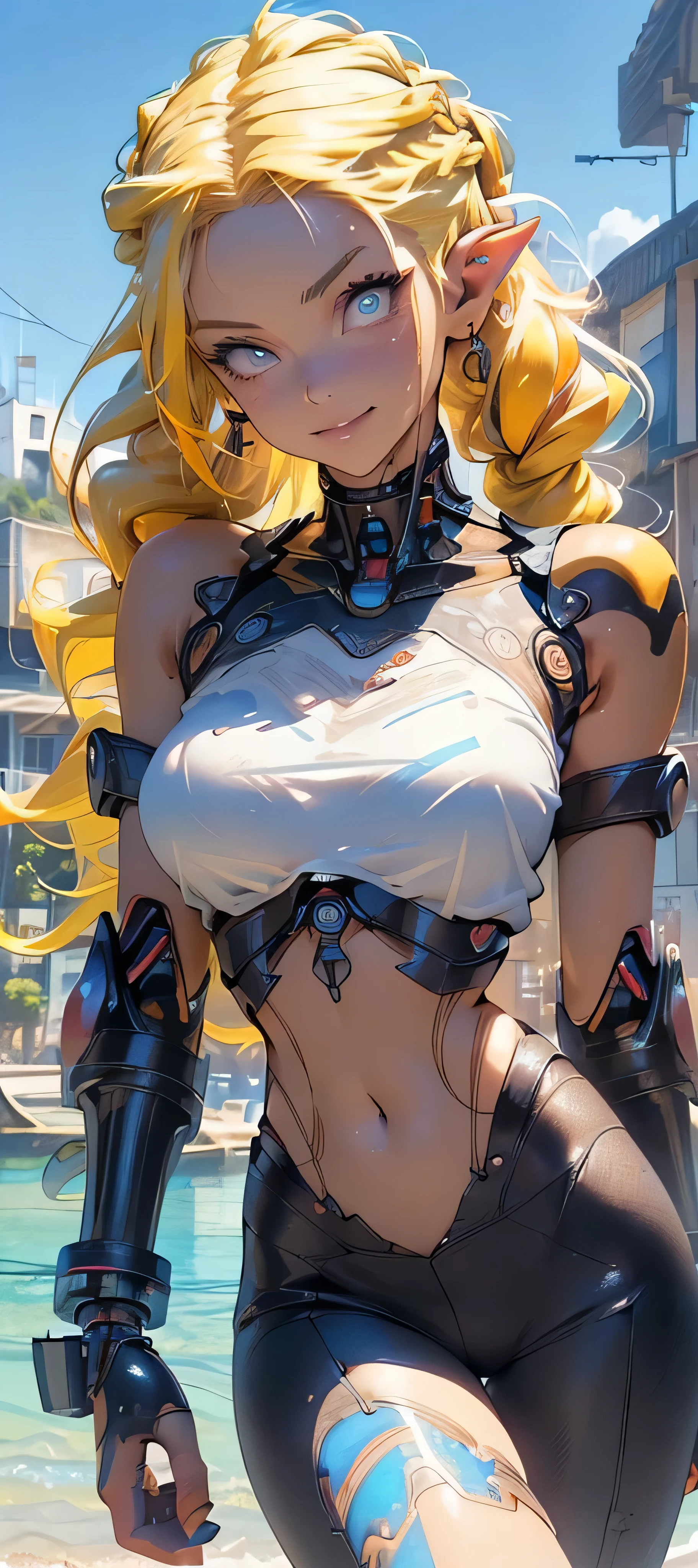 ((masterpiece,best quality)), absurdres,
Layla_ML,
solo, smiling, looking at viewer, cowboy shot,
modern city in background, cinematic composition, dynamic pose,