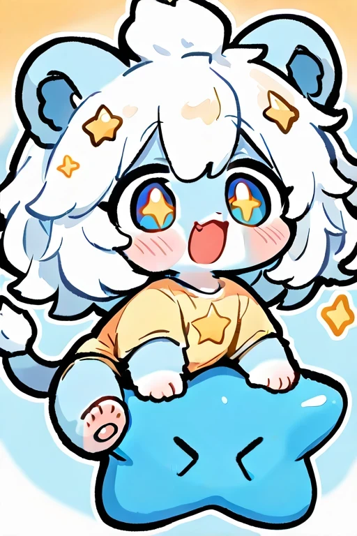 little blue lion girl "Girl Riding a Star" ><