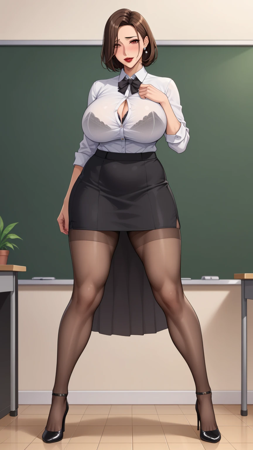 1 Girl,high school girl,RAW Photos,High-cut underwear,Low Angle(Angle where you can see inside the skirt:1.3,pubic hair),smile,wink,cameltoe,from below:1.3,pointybreasts,Highest quality, Ultra-high resolution:1.3, loose socks,Brown Skin(very fine and beautiful skin),blonde, Black gal, Highest quality:1.3,(masterpiece), (Very detailed8K:1.1),Very detailed,Cinema Lighting, Detailed light, Best Shadow, Dynamic Angle,Flashy Panties,Elaborate panties(High leg pants:1.1),Super big breasts:1.6, Plump thighs, mini skirt(Pleated skirt),Indentation:1.1,,In the classroom