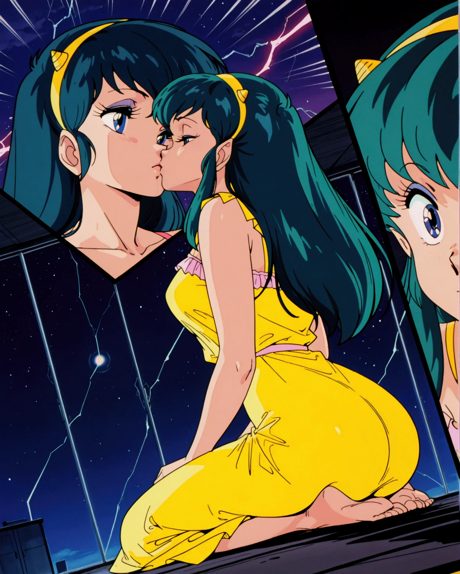 1girls, masterpiece, highest quality, disorganized, retro artstyle, 1980s \(style\)))), look viewer, (((full nude))), (shanpuuranma, long hair, full nude), (((fll nude))), knee shot, full blush, (((no Panties))),, Take a look here, (((nsfw))), view audience, short hair, 2girls, nsfw, Genitals are visible, (((See here))), nsfw, (Japanese girl showing off genitals:1.1), look viewer, from below, (((a girl, Flying in the air in a naked, from the knees up, overlooking the cityscape below,))), Short_Dress_Pink_junior high school, china_Dress