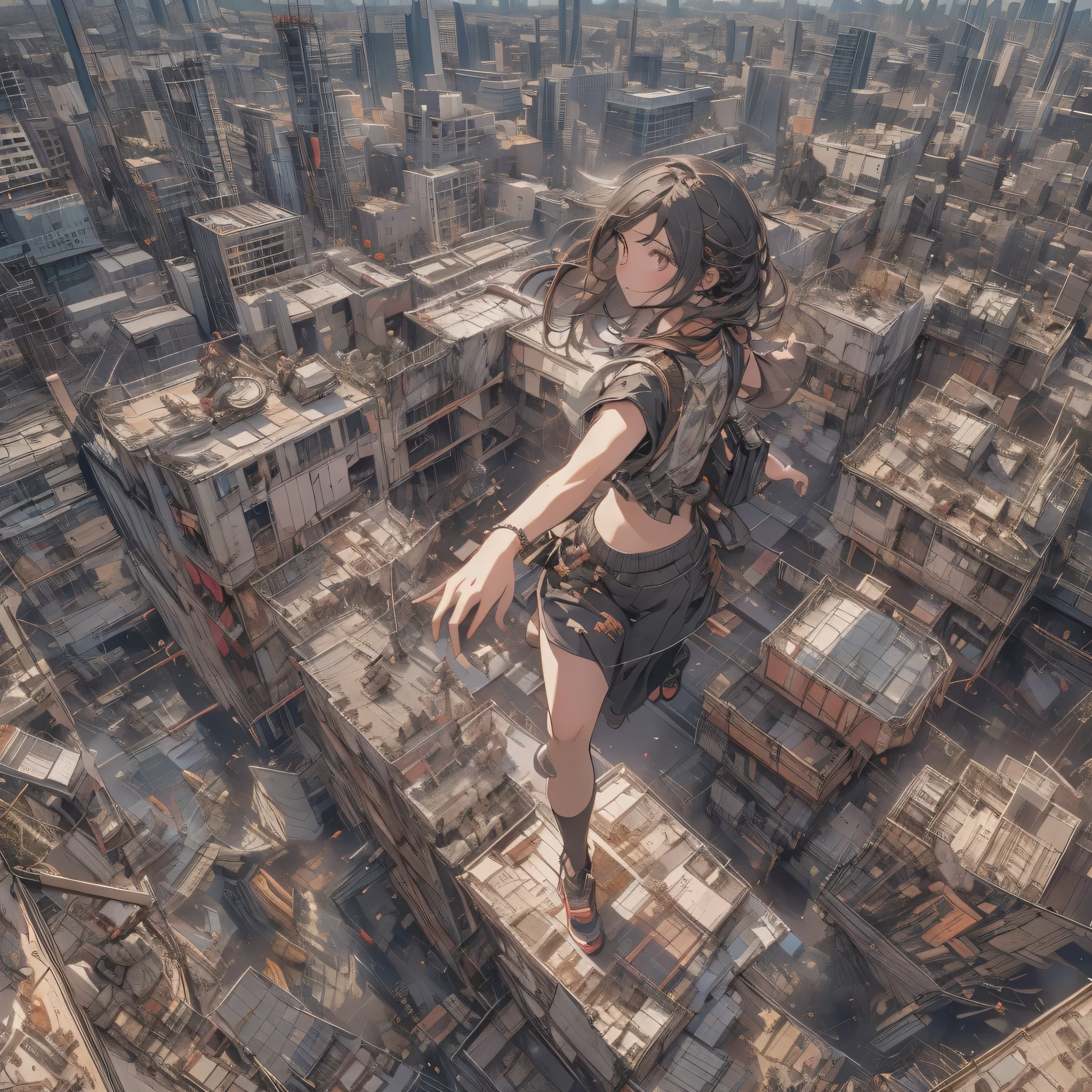 Attack on Titan Female、The Looming Giant、A 1000m tall giant, taller than any building、Open your mouth wide、Large teeth、Crawling on all fours above the city、🔞、Beautiful girl who kills soldiers、Cute Face、Big eyes、Thick lips、Beautiful breasts、Beautiful legs、Giant illustration、Portrait of a Giant、A distant view of a small city、Distant view of the big city from the side、Small buildings on fire、Soldier fighting giants、tank、battlefield、Fighter、美しいnude、Towering、Make women bigger、nude、giantess、Giantess、A devastating landscape、Many small buildings、Destroyed small town view、A small collapsed building、Lots of rubble、Realistic Anime、Real Animation、Japanese、blush、Sit with your legs apart、smile、Naked Girls、Naked Beauty、nude、masterpiece、High quality、high resolution、解剖学的にAccurate body、Accurate body、Very detailed、Full Color、force、Ecstatic expression