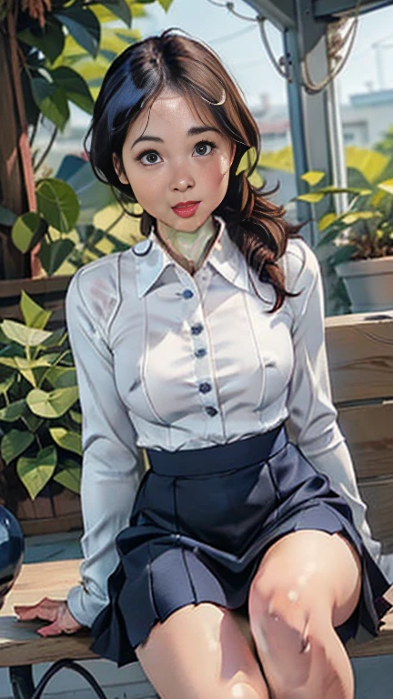 Mature attractive sexy woman,50 years old, ((White collared blouse))、(((Navy blue tight skirt))),Shut,((Big Breasts:1.2)),(Facial wrinkles:1.3),soft makeup,Light brown hair,Long Hair,(Full body photo:0.85),(Emphasize big buttocks),8k, RAW Photos, Highest quality, Laughter,masterpiece,Highest quality、A gentle smile、(((empty eyes))), A gaze that seduces viewers、Random Hairstyles、Bright office、((A scene of the office bathed in the summer afternoon sunshine))、lanthanum,((((cum in mouth)))),(((explícit pose)))