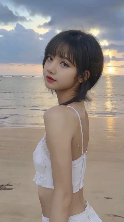 (Close-up of a slender, small-breasted girl with double-tailed hair blowing in the wind in a sparkling dress.:1.5)、(A young girl is sad looking at the full moon shining in the night sky.:1.3)、(Full moon and late night sea :1.3)、(anatomically correct tre:1.3)、(Complete Hand:1.3)、(นิ้วComplete Hand:1.Really hot、RAW photography、Masute Piece、最高品質、high-res、Delicate and pretty、perfect face、Beautifully detailed skin around the eyes、Real human skin、pores、((Thin legs))、(dark hair)