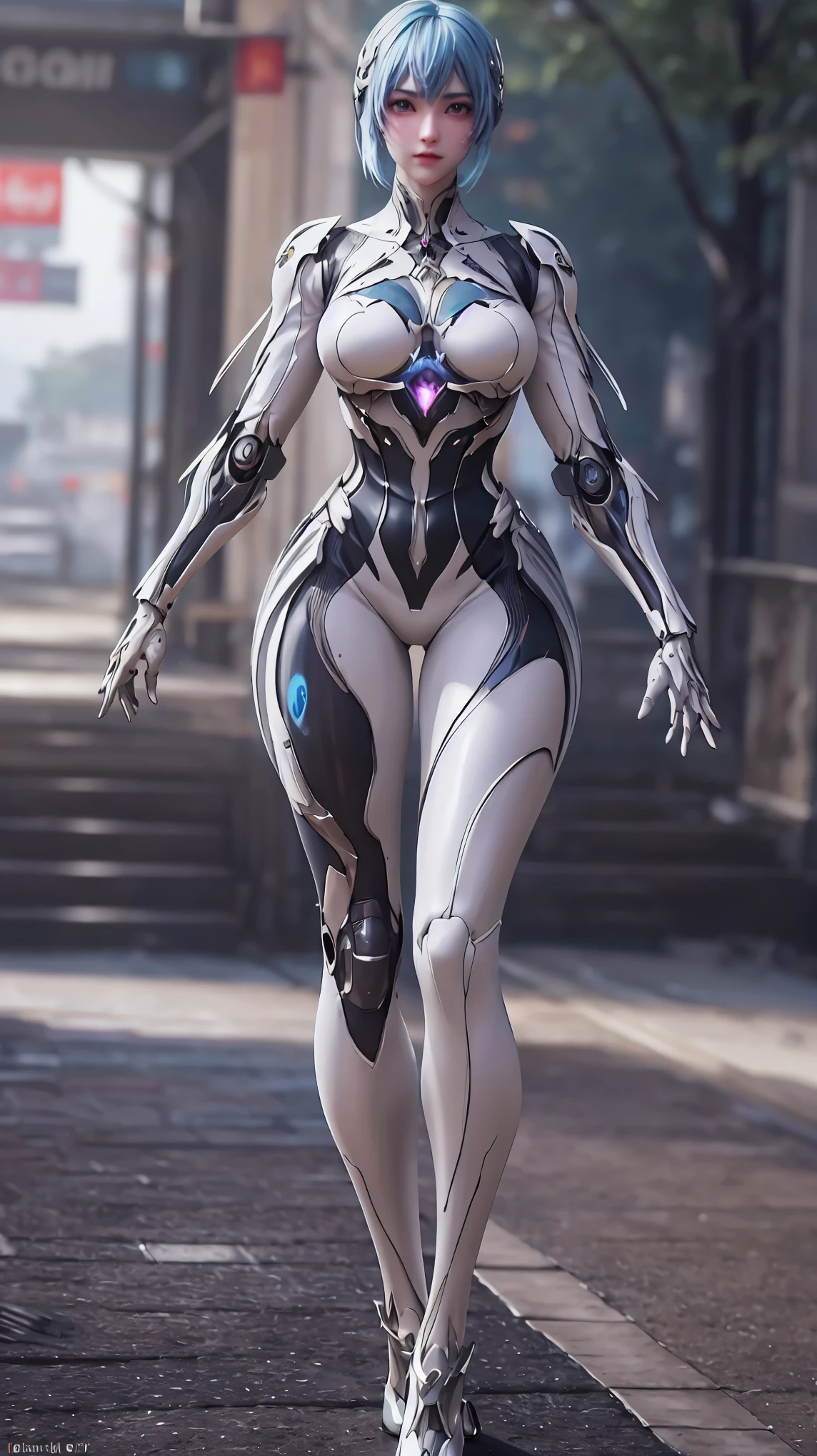 Solo, half body, (stand up straight), physically-based rendering, Unreal Engine 5 Render, jealous, (sexy muscular body shape),(very huge fake breast:1.5), (11 line abs:1.3), (big Hips:1.3), ((beautiful cyborg woman,white Mecha cyborg girl,magenta cyber bikini g-string underwear,Mecha body girl,guard arms,gloves:1.5)), (close up upper body), (bodyskin oil,clean skin), beauty model, 4K Resolution.