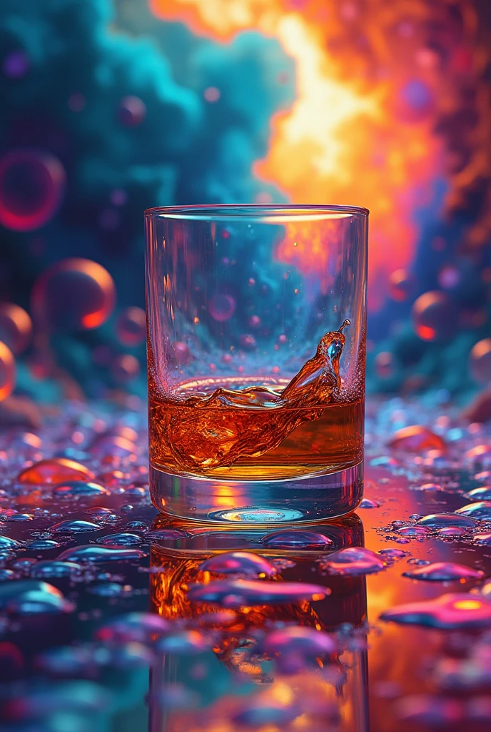 a sprinkled whiskey sitting on top of a table, hyper realistic digital painting, colorful hyperrealism, amazing food illustration, blender whiskey, amazing food photography, hyper realistic oil painting, hyper realistic color photo, ultrarealistic oil painting, realistic colorful photography, hyper - realistic oil painting, hyper-realistic oil painting, beautiful 3d render, hyperrealistic digital painting