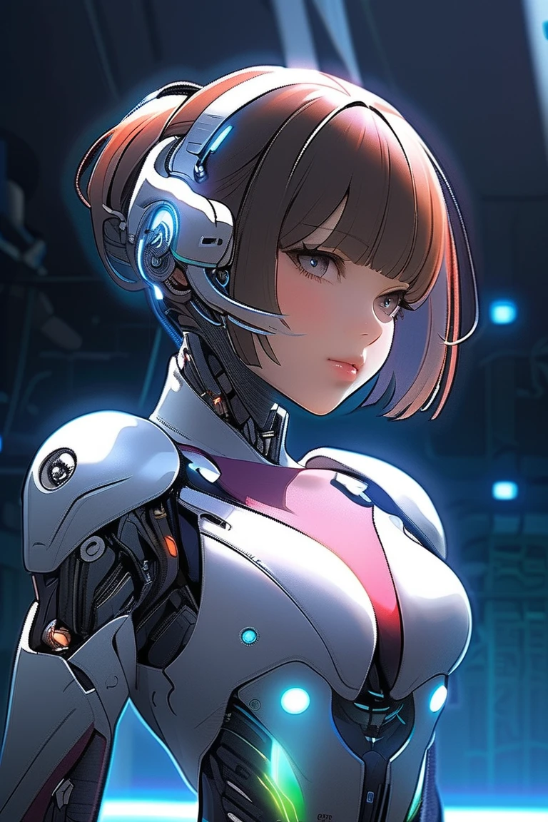 (masterpeace), line art, bust shot, ((A cyborg girl: 1.5)),
BREAK
headgear, (high-tech glass), ((beautiful face: 1.5)), ((Super cute: 1.5)), ((well-balanced face)), downcast expression, longeyelashes, stunning big eyes, luscious glossy lips, short hair, ((blunt bangs)), 
BREAK
(slender body: 1.3), petite bust,
BREAK
High-Mechanic body, octane rendering, Super Detailed machine, a thousand of cables, cyberpunk,
BREAK
A bold and aggressive pose, ((bust shot: 1.3)), Eye-Level Shot, RAW, Excessive Embellishment, UHD, 
BREAK
anatomically correct, textured skin, best quality, 8k