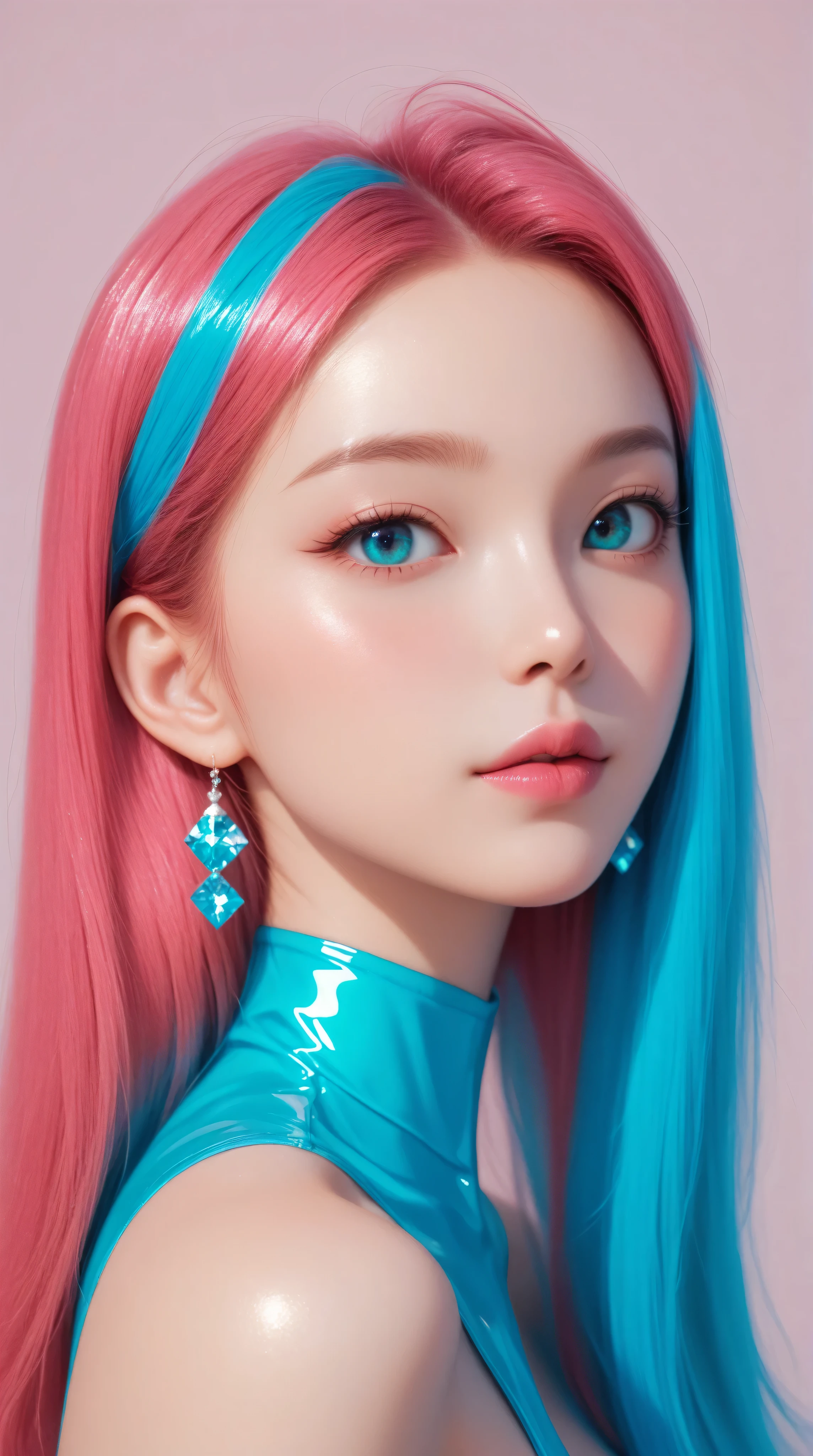 Kizi,Highly detailed, Amazing work,Vitreous luster,((clean backdrop)),In pink,(((blue colors))),green color,red colour,Best quality at best,clean backdrop, sexy,