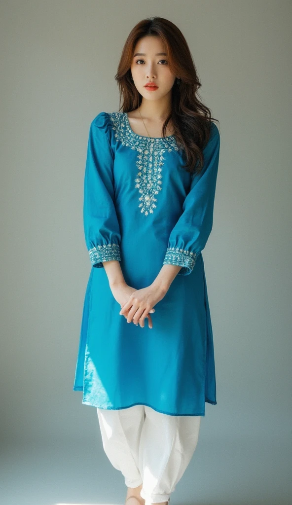 40% fat women wears a kurta 