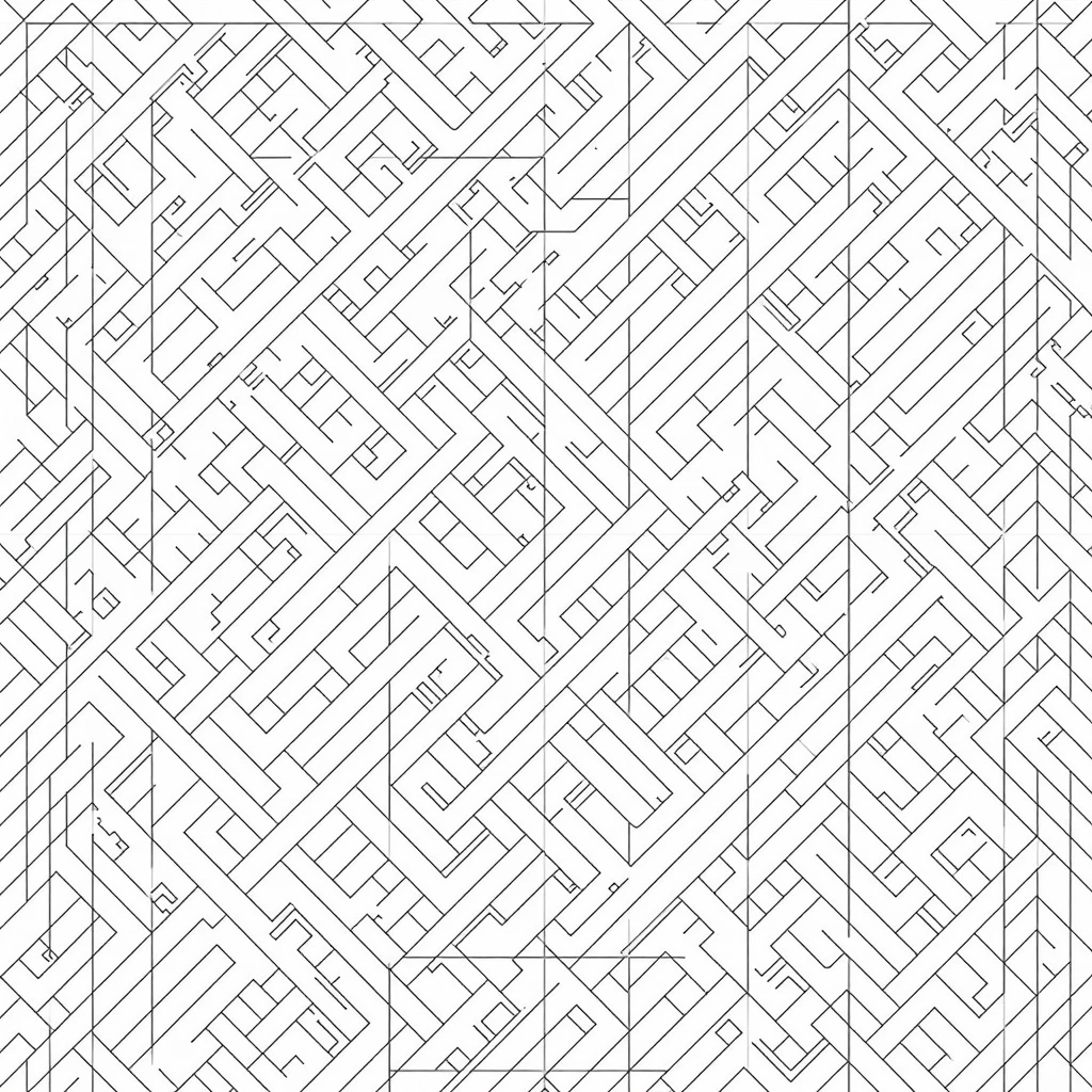 A geometric maze with hidden pathways with complex pattern inside of it ...
