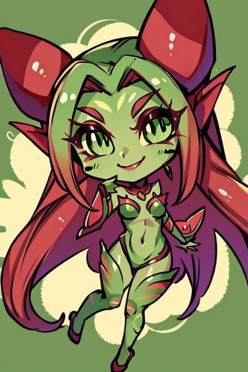 Zyra - Rise of the Thorns - League of Legends a high definition, 8k, Cara detallada, delgado y delgado, body of equal proportion in his chest)), cuatro dedos y 1 pulgar, ((2 manos de cabello rojo, pose de su cuerpo aleatoria, UHD, medium breast, ojos detallados, cara seria,