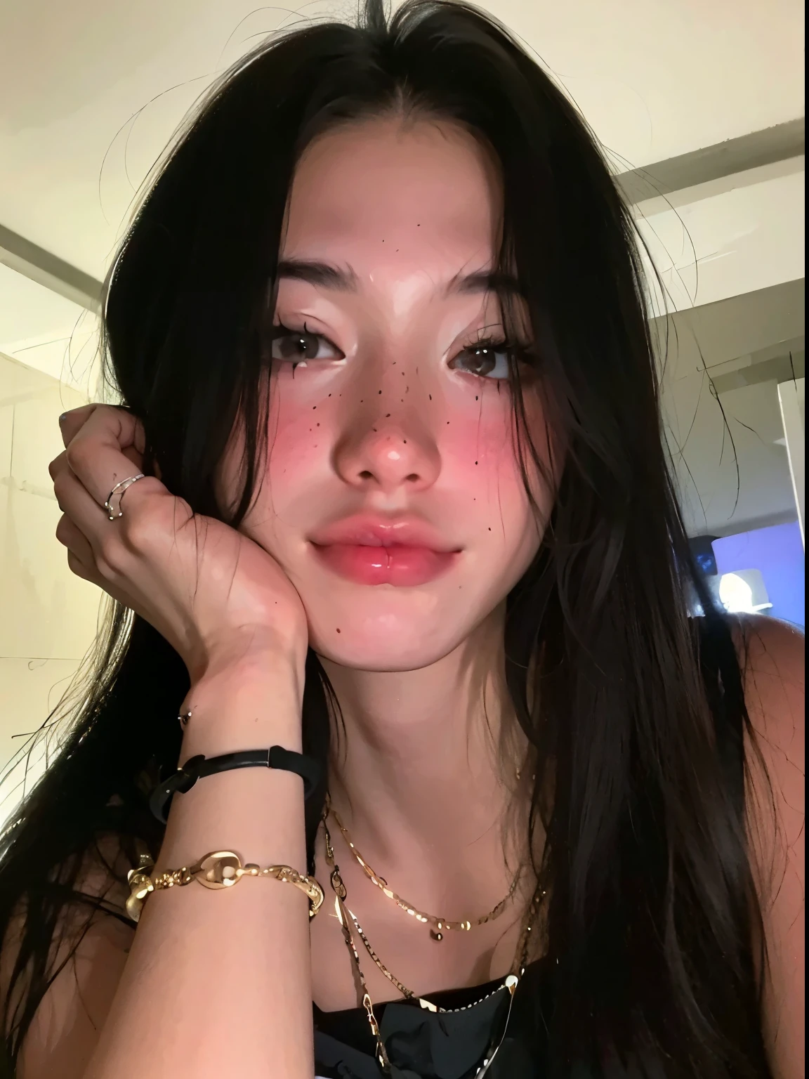 there is a woman with long black hair posing for a photo, jennie blackpink, Ulzzang, jaeyeon nam, sui ishida com cabelo preto, o corte Hime, Jinyoung Shin, chiho, gongbi, com cabelo preto liso, Sha Xi, Yoshitomo Nara, com cabelo comprido, Jisoo do Blackpink