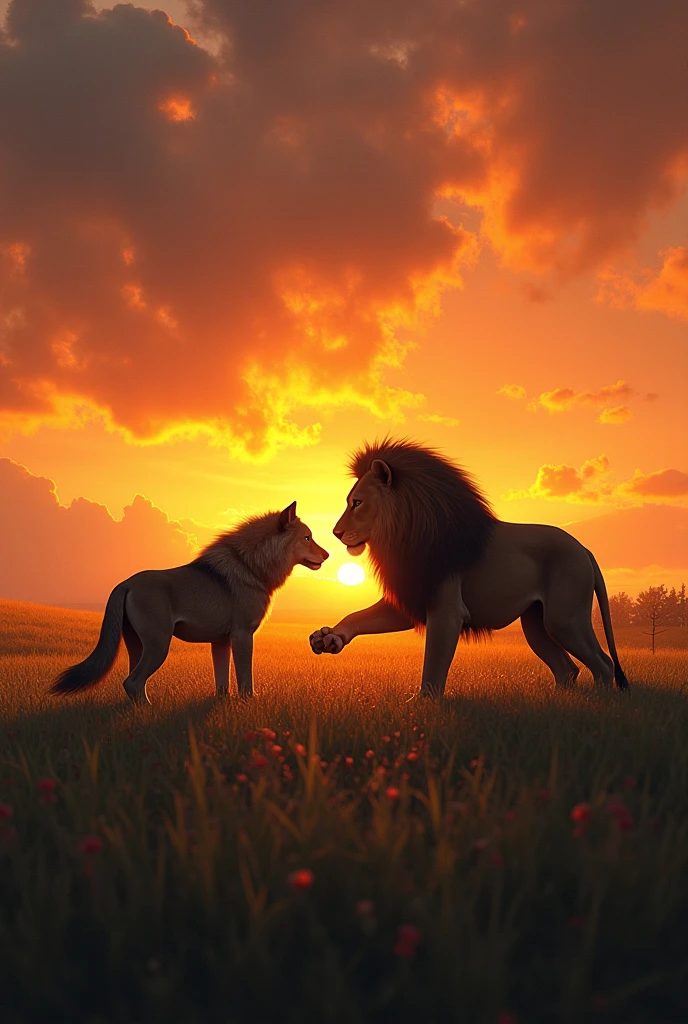 Wolf and lion