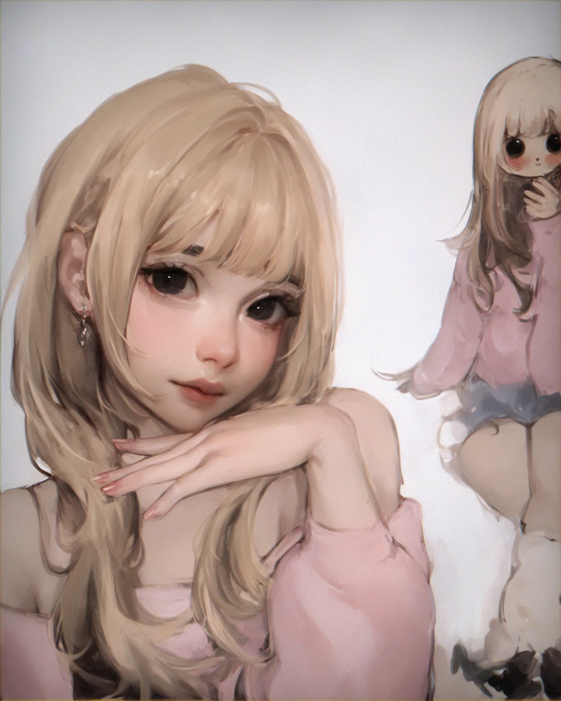Cuca HQ style realistic photo with color features of alligator with long hair and golden blonde big eyes from manga anime