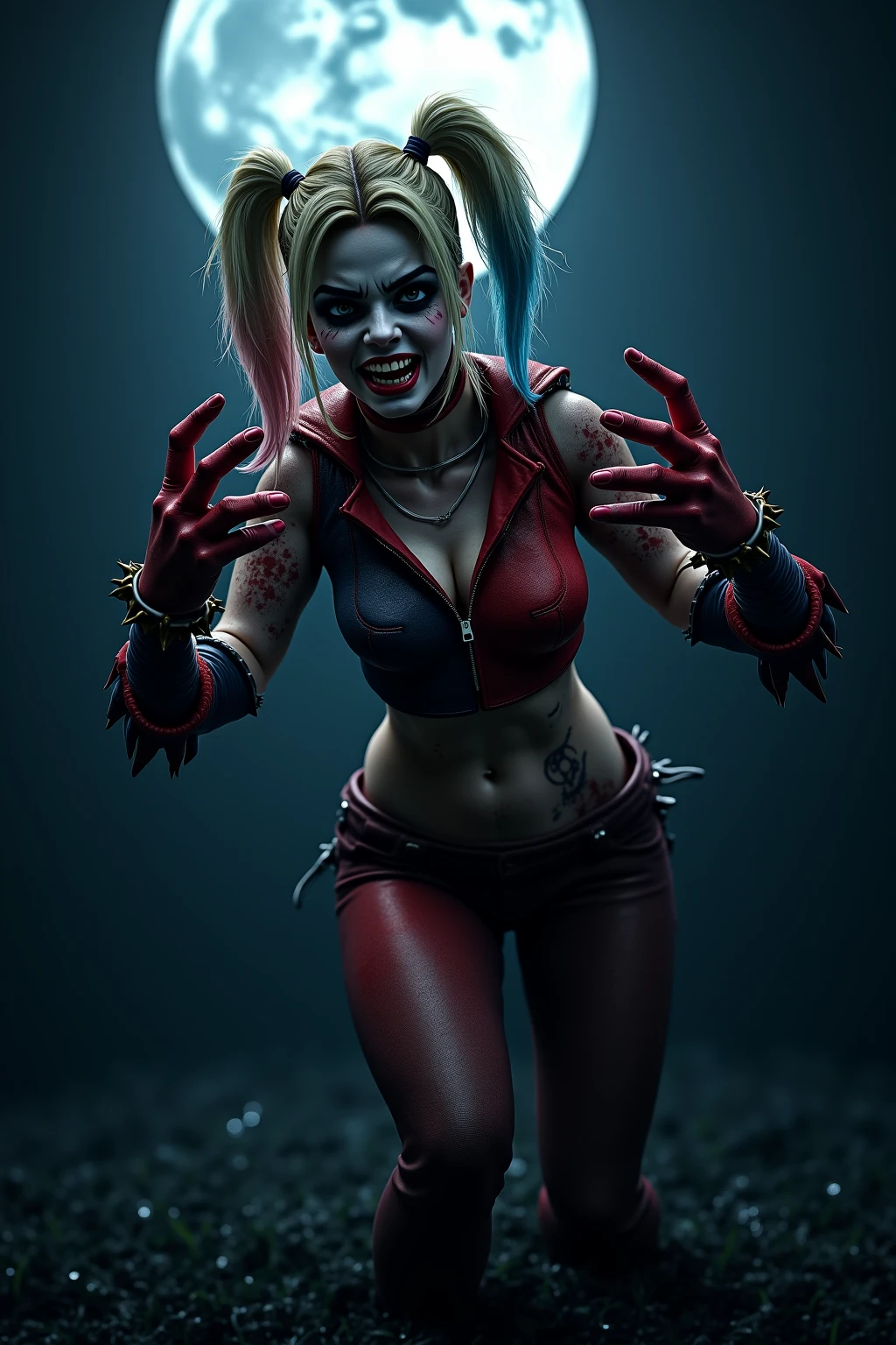 Harley Quinn transforming into a werewolf