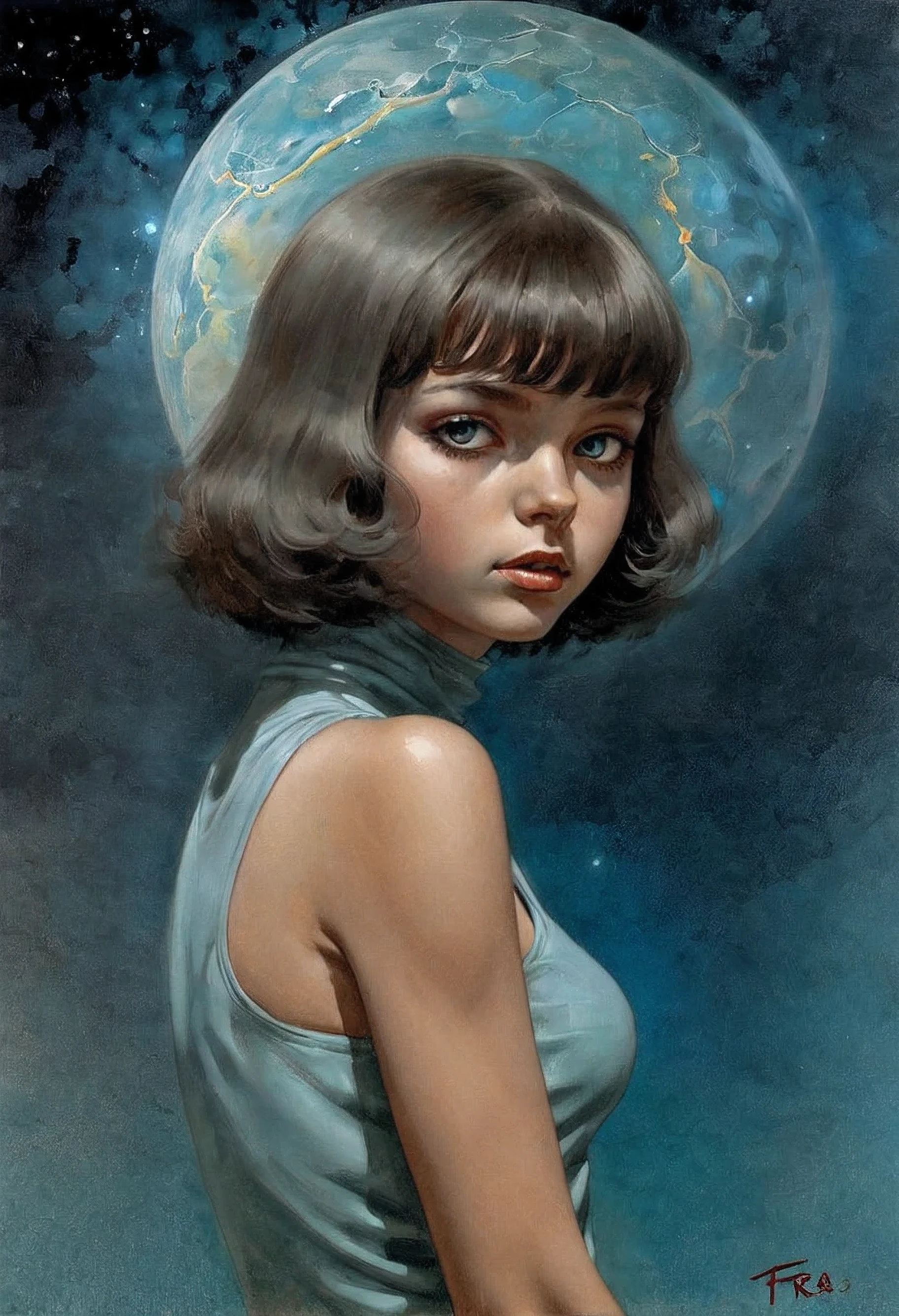 young girl, творческая импровизация (Created by Frank-Kelly-Freas)