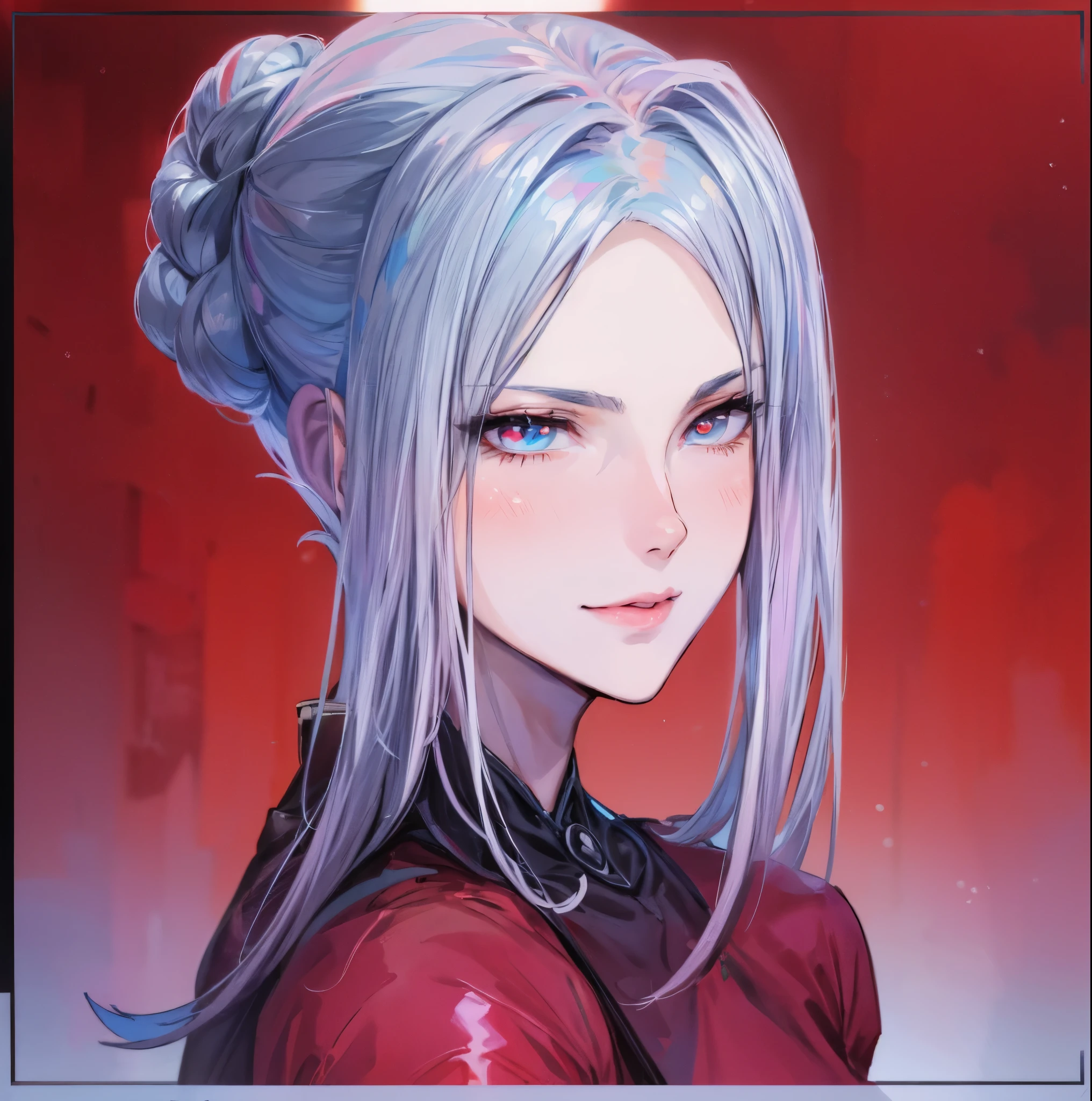 professional artwork, complex parts, field of view, Sharp Focus, Detailed painting, Photorealistic lighting, Trends on Pixiv, standing, Side_orgasm, long black hair, sleek low bun, voluminous hair, red eyes, draw up, 20 years, mature woman, pale skin, Beautiful fingers, Beautiful long legs, beautiful body, Beautiful nose, Beautiful character design, perfect detail eyes, perfect face, look at the viewer, formal art, extremely detailed CG Unity 8k wallpaper, perfect lighting, colorful, bright_FRONT_face_Light masterpiece: 1.0), (Best_Quality: 1.0), сверхa high resolution, Ultra detail, Hyper detail, photographic, 8K, HDR, a high resolution, absurd: 1.2, Kodak Portrait 400, granularity , blurred background, hips: 1.2, highlight correctly_color: 1.2) (Beautiful, big_pectoral muscles: 1.4), (Beautiful_face: 1.5), (narrow_waist), (solo: 1.4), ( (Upper body, half of the body:1,4) ), sort, against the background of the night sky, blood moon in the sky,