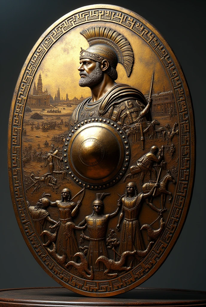 a close up of a sculpture of a man with a helmet and a sword, а fantasy proto-slavic mythology, stone relief, highly detailed sculpture, slavic mythology, bas relief, royal relief, relief sculpture, low - relief stone sculpture, architecture carved for a titan, goddess. extremely high detail, detailed and intricate image, bas - relief