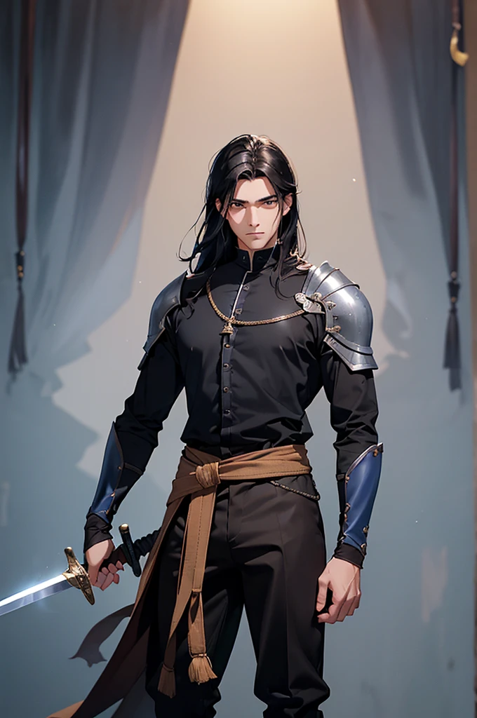 a man, with a tail with scales, with two bull horns on his head, wearing black shorts