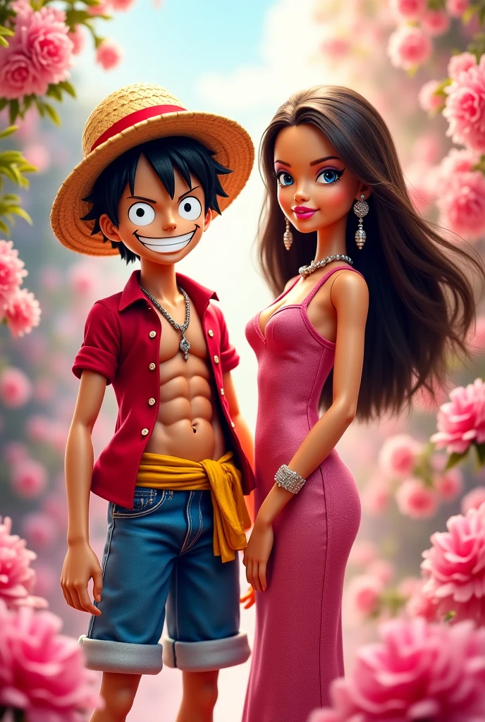 Crie uma imagem estilo Disney Pixar, de um casal ele pretinho tatuado ela branquinha ruivinha . with the title . Destinos