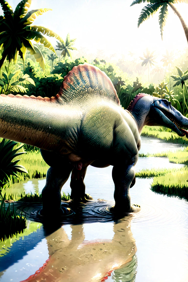 a beautiful and detailed portrait of ((blueraptor)), ws,watersport,feral raptor, ivorylagiacrus,anus,pussy, peeing from pussy,pee torrent, excessive pee,peeing a lot,Velociraptor_Dino, grey body,focus on the anus,close up, outside, anatomically correct,solo,honovy hioshiru personalami, claws, tail. female focus. hi res, digital media (artwork), realistic, 3d rendering, detailed, masterpiece, leaves, prehistoric landscape bathed in the vibrant colors of the sunset, detailed background, hd, (jurassic world)