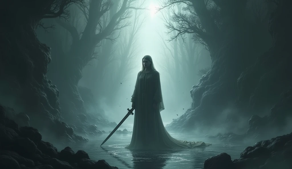 Amidst the oppressive gloom of the murky swamp, a solitary figure presses forward, her silhouette a stark contrast against the veil of darkness. Cloaked in tattered garments, she moves with a grace borne of necessity, each step calculated to avoid the grasping tendrils of the marsh's embrace. Her presence is a whisper in the night, a flicker of defiance against the encroaching shadows.
As she navigates the labyrinth of twisted roots and stagnant waters, a sinister presence lurks in the depths. From the murky abyss, crimson orbs gleam with malevolent intent, casting an eerie glow upon the desolate landscape. They watch her every move, unseen but palpably present, their gaze piercing through the veil of night.
But the woman remains undeterred, her resolve unshaken by the looming threat. With each passing moment, she draws closer to her destination, driven by a purpose known only to her. Though fear may linger in the air like a shroud, she refuses to succumb to its suffocating embrace.
In the face of adversity, she is a beacon of resilience, her spirit unyielding in the face of darkness. For she knows that beyond the shadows lies the promise of dawn, and she will not rest until she emerges victorious from the depths of the forsaken swamp.