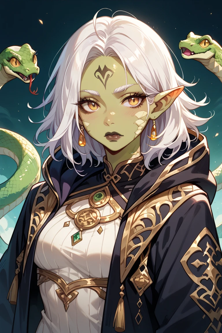 <lora:cutesexyrobutts_v2:1>csr style,Photorealistic, high quality, max details, dynamic lights, close shot, creepy smile, sharp teeth, medusa, hair is snakes, glowing eyes, green eyes, scales on skin,pastel color