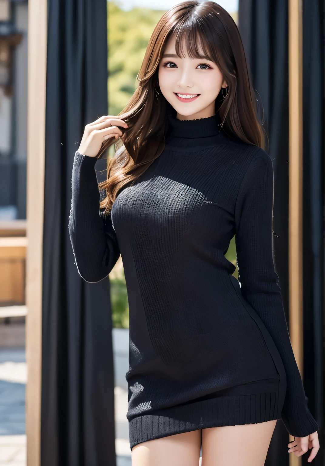 ((Two 18-year-old women))、city、(Overlapping each other's ass and ass)、Small and shapely beautiful butt、(Long sleeve knit dress:1.5)、((Black stockings))((Seductive facial expressions:1.1))((Your butt is facing us:1.1))、((Etch Smile))((Shorthair)The face is orderly、A detailed face、Beautiful face、Tying hair:1.2、Light brown eyes、1girll、Innocence、(Photorealsitic)、(intricate detailes:1.2)、(​masterpiece、:1.3)、(top-quality:1.4)、(超A high resolution:1.2)、超A high resolution、(A detailed eye)、(detailed facial features)、nffsw、8K分辨率