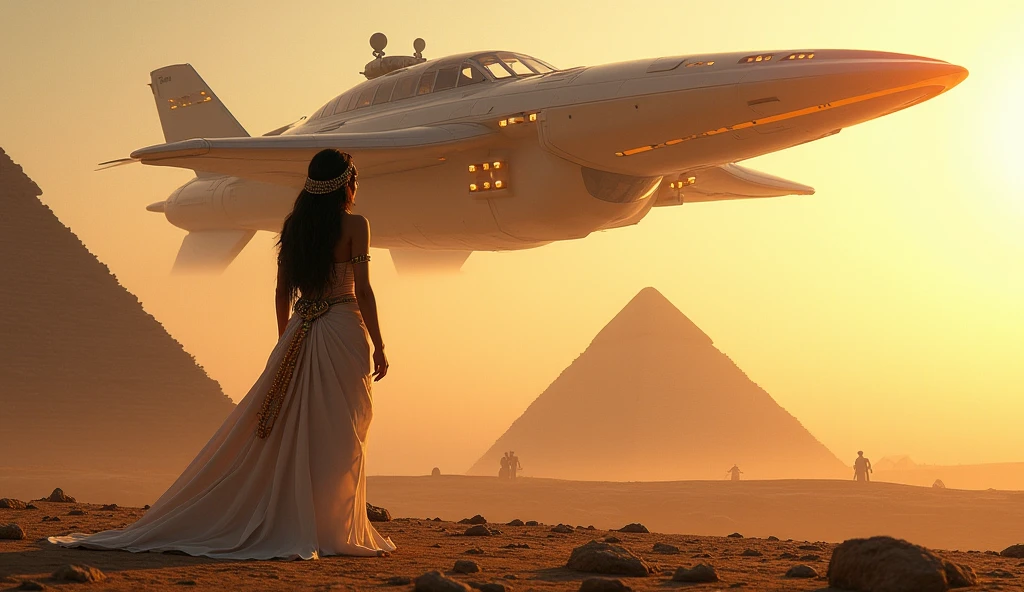 petit gris extraterrestre, gros yeux, big head (elongated head), corps fin, membres longilignes, et.T, vie extraterrestre. Spacecraft in the desert, vue d'ensemble, master piece, intricate high detail, 8k, High resolution, Hdr.