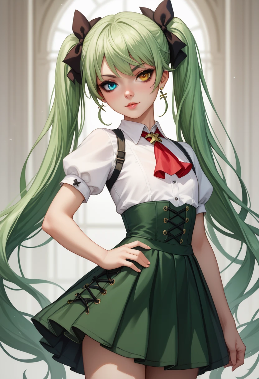(Highest quality:1.1), (masterpiece:1.4), (Absurd:1.0), 
One Girl, Sailor Neptune、Green Hair、Medium chest、Looking at the audience、Bedroom、(blush:1.2)、Embarrassed expression、(Have a skirt)、((mini skirt))、((pantyhose))、((Long gloves))、((Underhoulder-length gloves)、(Leg spread)