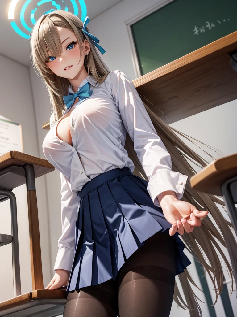 1girl, Table hump, rubbing the perineum, white shirt, pencil skirt, office, white panty, skirt lift, strap, a table, elevation, multiple boys,A thought-provoking liquid,, Masterpiece, Best Quality, Highly detailed, (From Bottom:1.1)