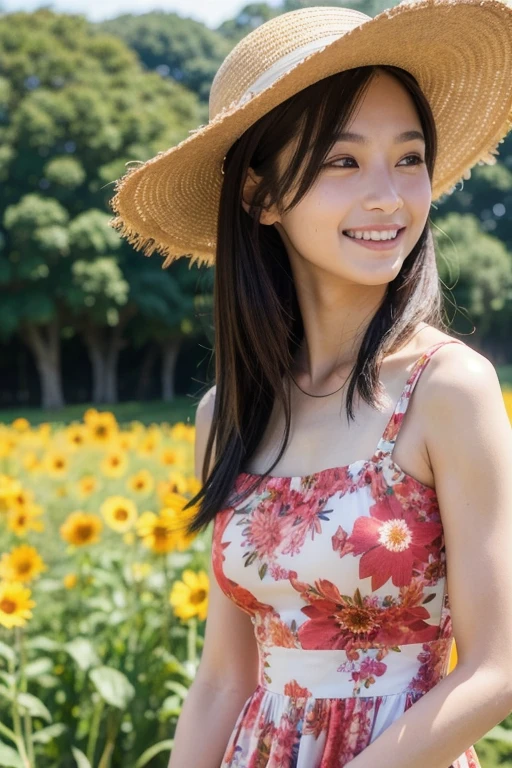 DEN_julia_boin,
(walking through a field of sunflowers wearing a (summer dress:1.3) and sun hat, field, sunflowers, summer, scenic:1.2),
bokeh, f1.4, 40mm, photorealistic, raw, 8k, textured skin, skin pores, intricate details <lora:epi_noiseoffset2:1>, epiCRealism