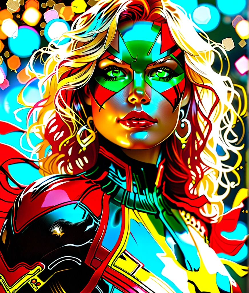 realistic CAUCASIC woman singer with closed eyes, metallic skin, psichedelic colors, Giorgia Meloni, FASCIST WOMAN 