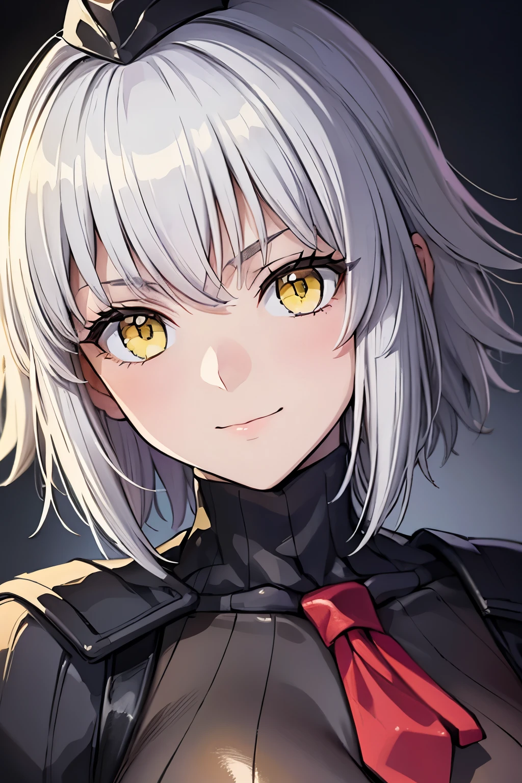masterpiece, highest quality, (highest quality), (best illustrations), (high resolution),8k,face close up,on the bed, {{{masterpiece}}}, {{{best quality}}}, {{Super detailed}}, {{very delicate and beautiful}},smile,black DOLLSUIT,DOLLSUIT,{{{best quality}}}, {{Super detailed}}, masterpiece, highest quality, (highest quality), (best illustrations), 8k,{{{masterpiece}}}, {{{best quality}}}, {{Super detailed}}, {{{best quality}}}, {{Super detailed}}, face close up, yuuka, jalter, white hair, short hair, (yellow eyes:1.5), ahoge