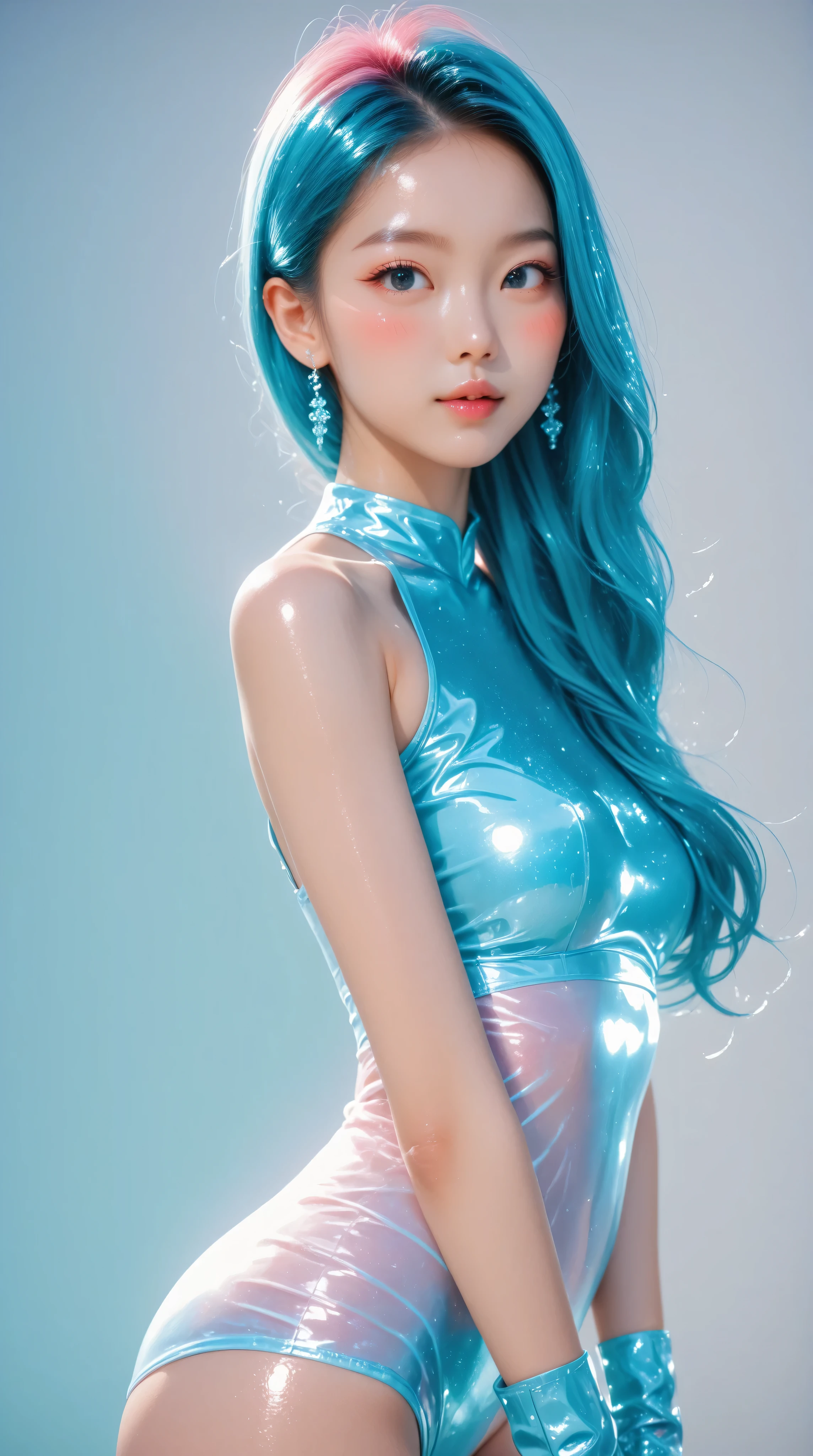 Kizi girl,Highly detailed, Amazing work,Vitreous luster,((clean backdrop)),In pink,(((blue colors))),green color,red colour,Best quality at best,clean backdrop, shiny skin, very young asian girl, petite, slender, perfect breasts, sexy, heavy blushing, submissive,