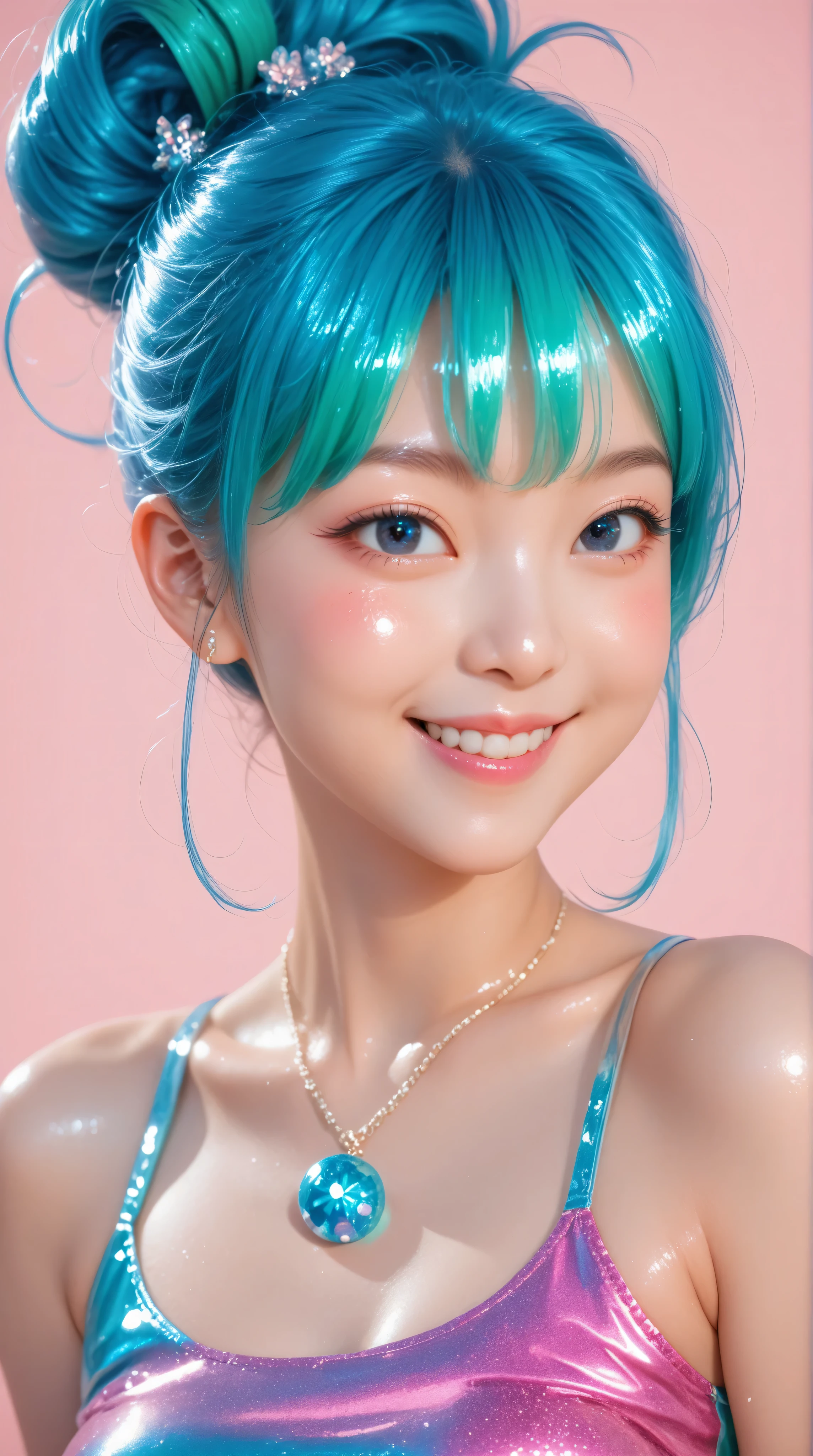 Kizi girl,Highly detailed, Amazing work,Vitreous luster,((clean backdrop)),In pink,(((blue colors))),green color,red colour,Best quality at best,clean backdrop, shiny skin, very young asian girl, ite, slender, perfect breasts, sexy, heavy blushing, submissive, smile,